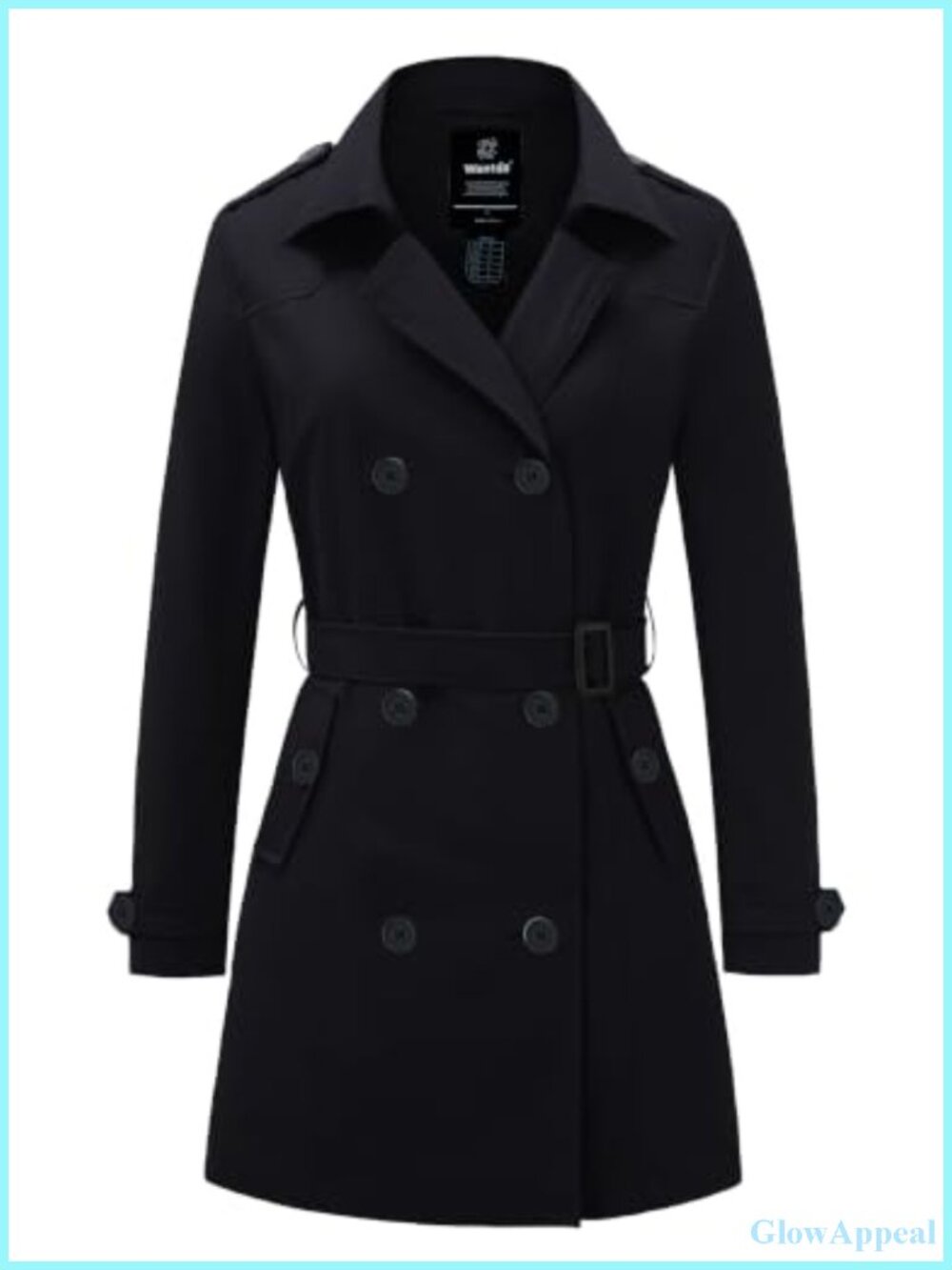 Women's Double-Breasted Trench Coat with Belt Polyester Waterproof